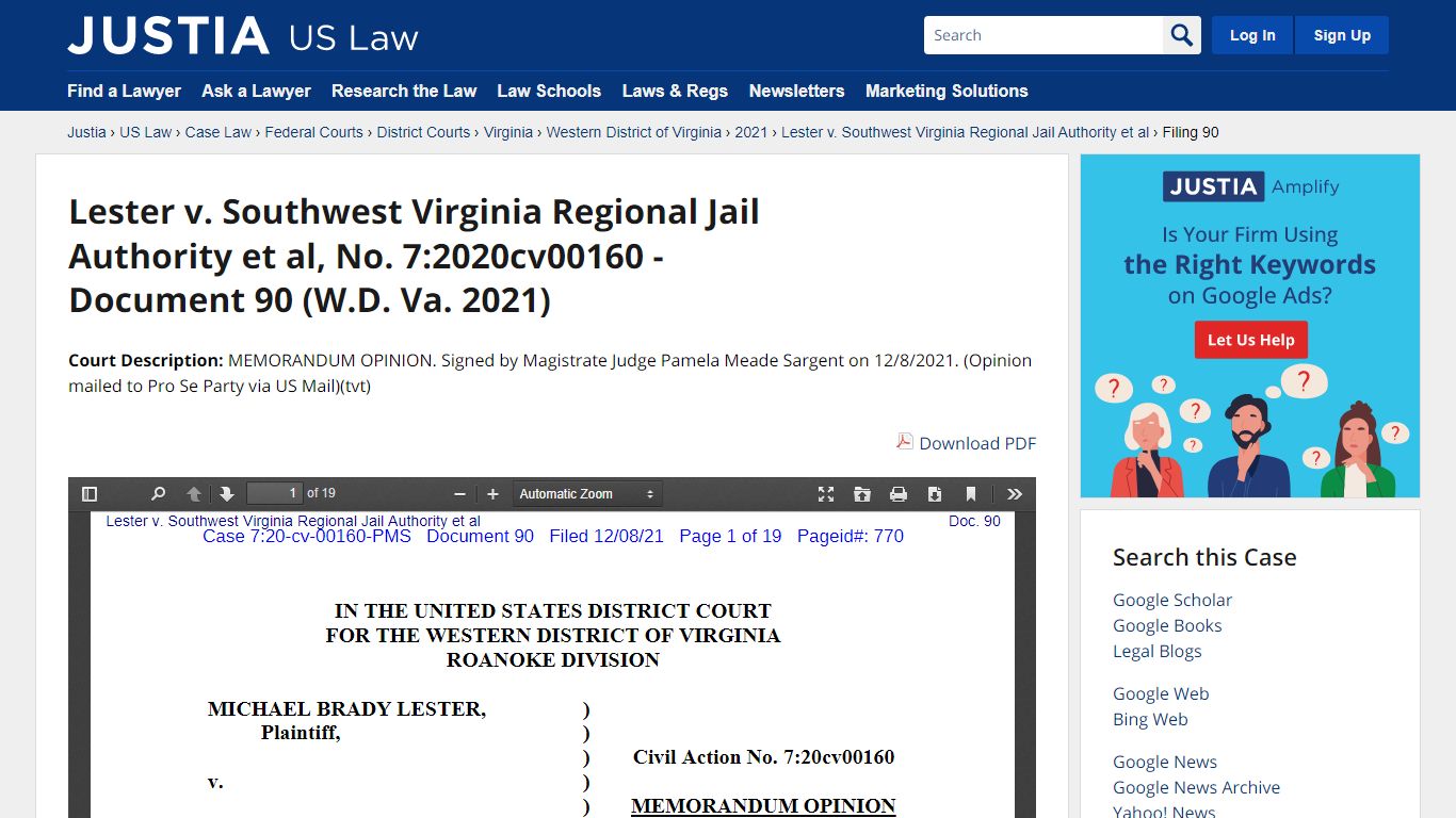 Lester v. Southwest Virginia Regional Jail Authority et al ...